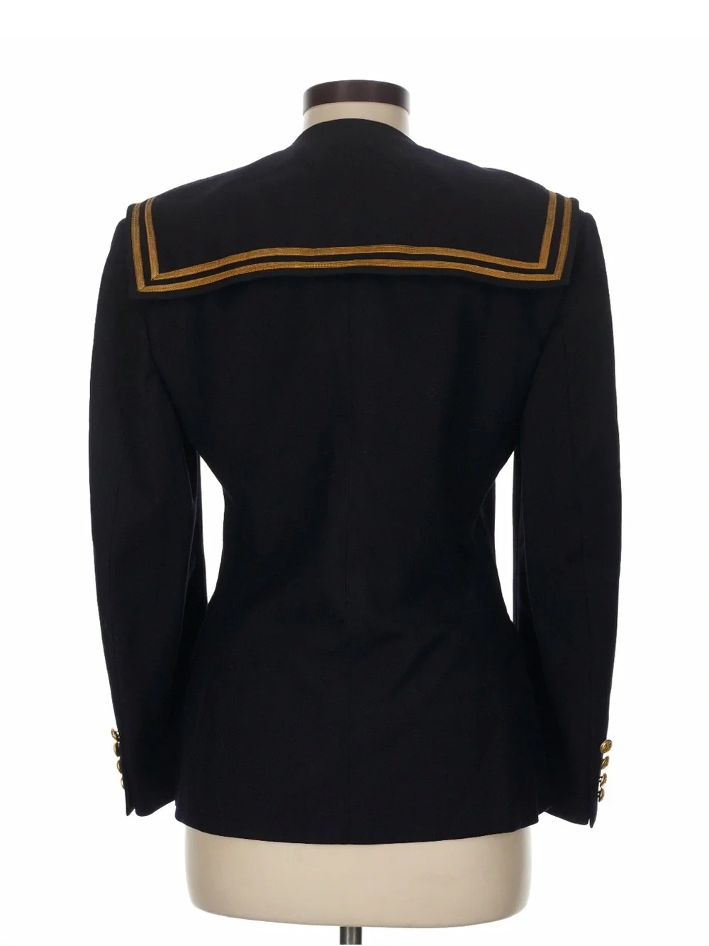 Vintage 80s Ralph Lauren Military Jacket Navy Sailor Blazer Gold Buttons Wool 8